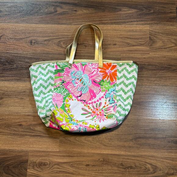 Lilly Pulitzer Tote Bag Women’s Nosie Posey Print NWOT Shoulder Handbag - Picture 3 of 6